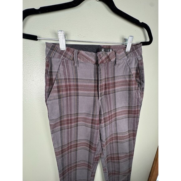 Volcom Frochickie Mid Rise Regular Fit Plaid Chino Pants Womens Size 24 - Picture 4 of 13